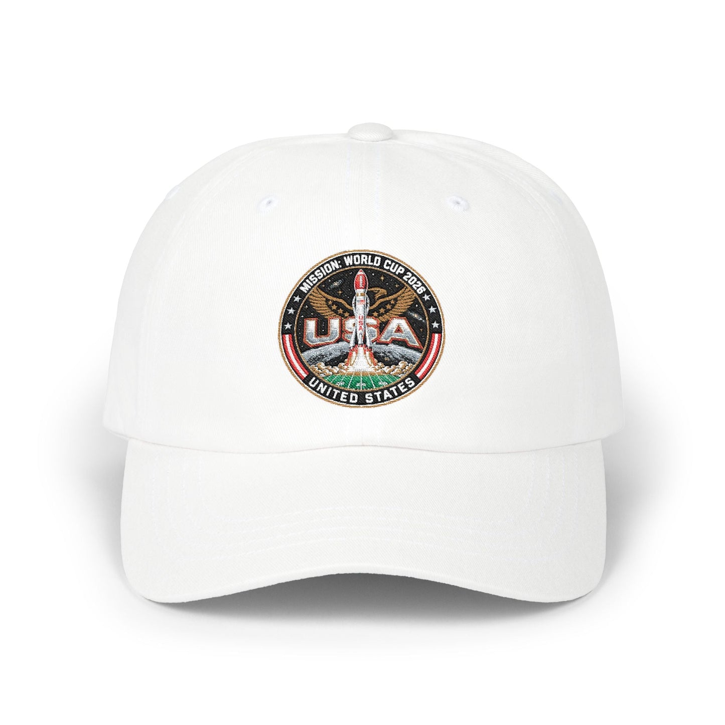 Dad Cap with Vintage USA Eagle Patch — Patriotic Baseball Hat Printify