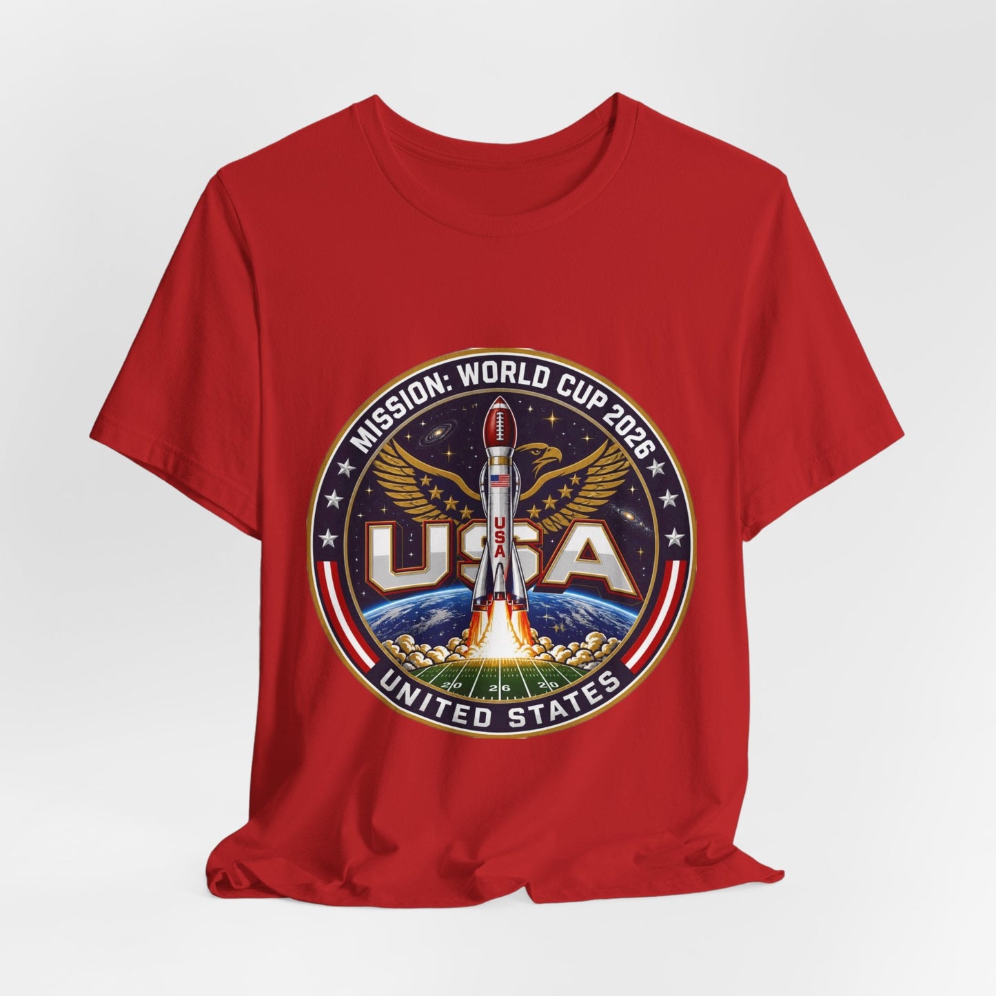 USA Rocket Mission Tee — World Cup 2024 Vintage Space Graphic T-Shirt Printify