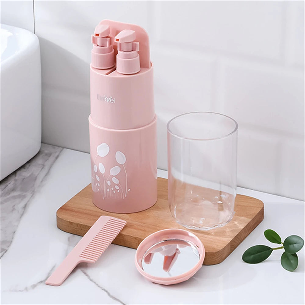 Portable Travel Wash Set Toothpaste Shampoo Storage Bottle Bathroom Multifunction Creative Travel Cup Toothbrush Organizer Box Zagiz