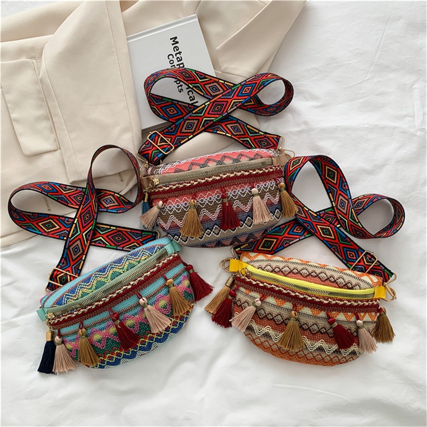 Women Folk Style Waist Bags with Adjustable Strap Zagiz