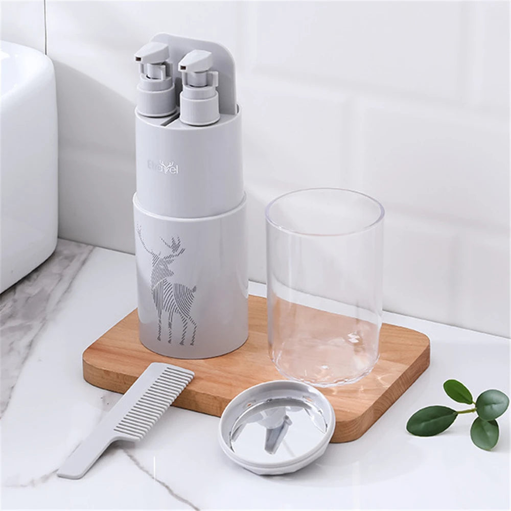Portable Travel Wash Set Toothpaste Shampoo Storage Bottle Bathroom Multifunction Creative Travel Cup Toothbrush Organizer Box Zagiz