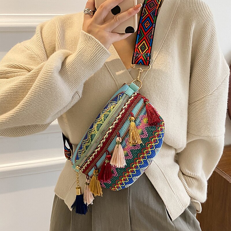 Women Folk Style Waist Bags with Adjustable Strap Zagiz