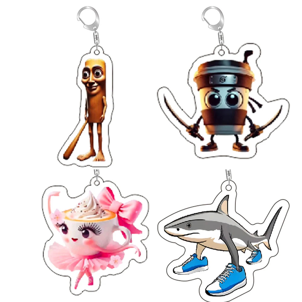 Italian Brainrot Funny Acrylic Animal Keychains Ring Bag Car Women Men Jewelry Children Pendant Jewelry Accessory Fan Love Gifts Zagiz