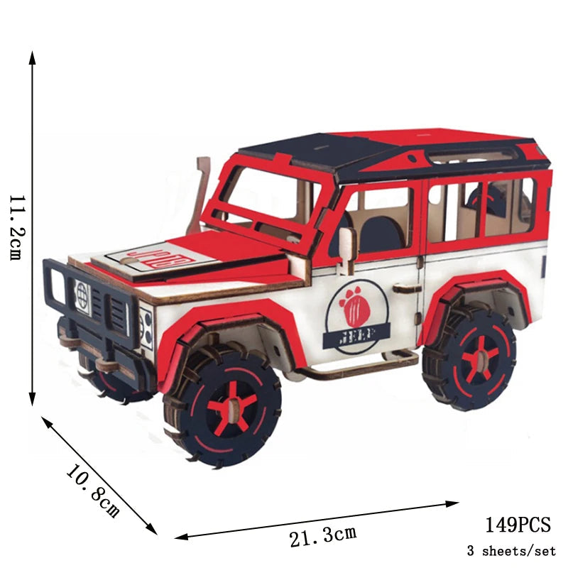 Retro Bus European-style Campervan 3D Wooden Car Puzzle DIY Sailing Ship Airplane Building House Model Jigsaw Toys For Children Zagiz