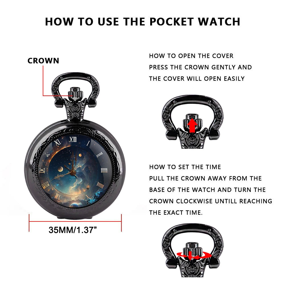 Unique Steampunk Glass Dome Vintage Quartz Pocket Watch Men Women Pendant Necklace Chain Charm Clock Hours Watch Jewelry Gifts Zagiz
