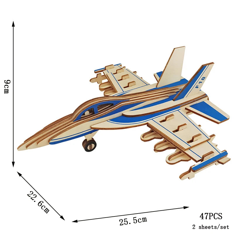 Retro Bus European-style Campervan 3D Wooden Car Puzzle DIY Sailing Ship Airplane Building House Model Jigsaw Toys For Children Zagiz
