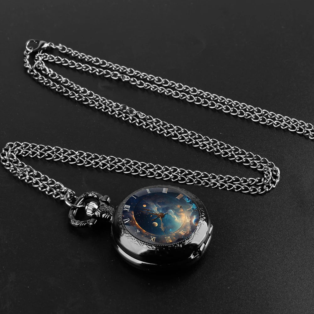 Unique Steampunk Glass Dome Vintage Quartz Pocket Watch Men Women Pendant Necklace Chain Charm Clock Hours Watch Jewelry Gifts Zagiz