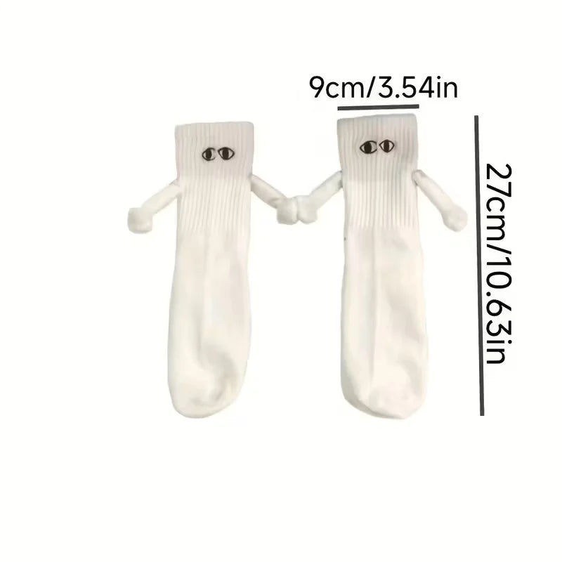 Couple's Magnetic Toe-Link Socks - Playful Cartoon Design, Breathable Mid-Calf Socks for Gifts Zagiz