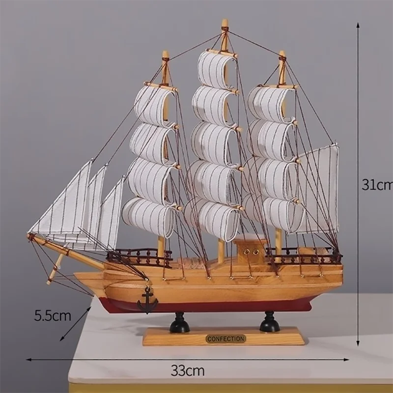 Simulation pirate boat Room Ornaments,Handmade Wooden Ship,Home Decoration,Study Office Decoration,Children's Day,Birthday Gift Zagiz