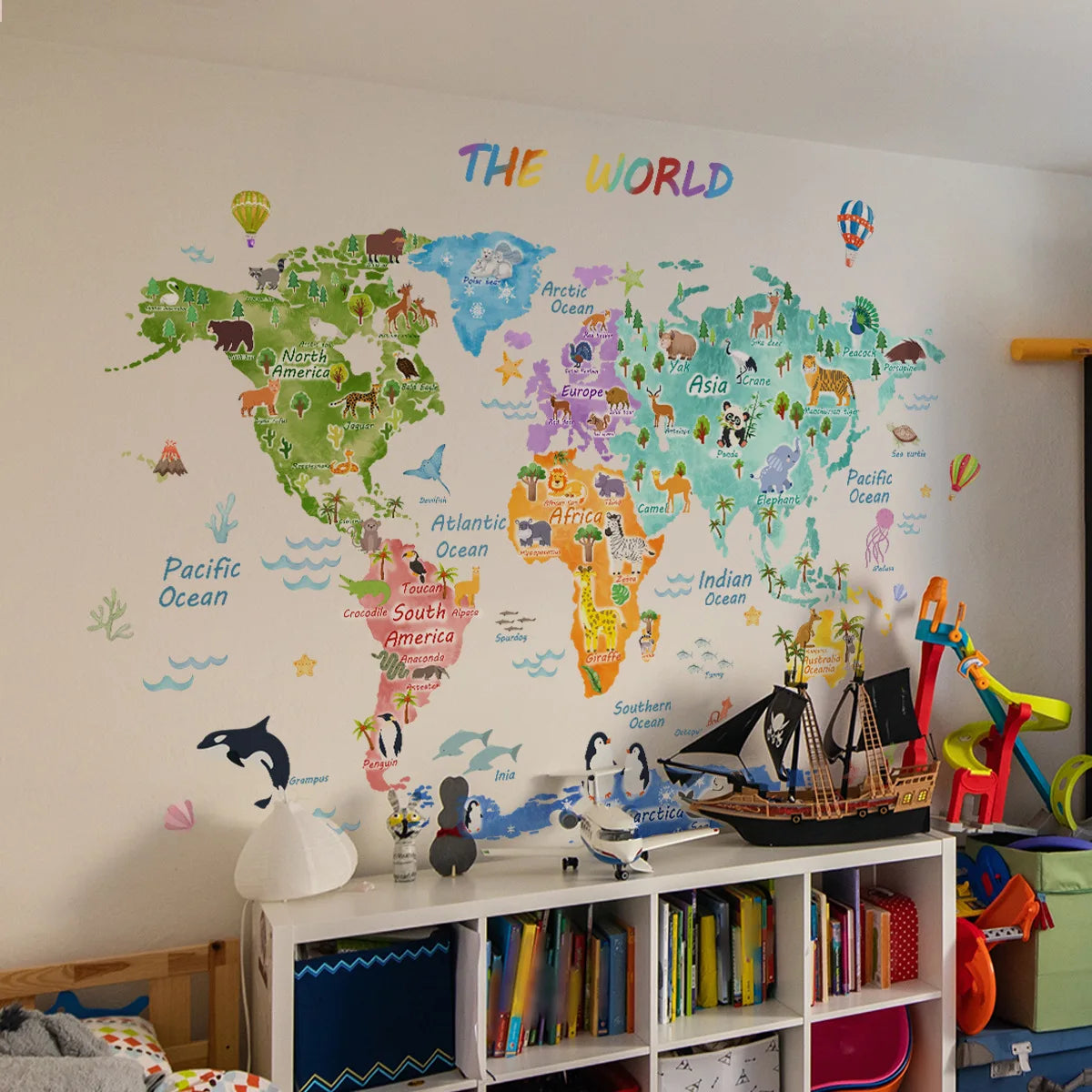 The World Animal Distribution Decorative Map for Bedroom Children's Room Livingroom Playroom and Kindergarten Decoration Sticker Zagiz