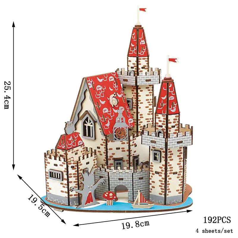 Retro Bus European-style Campervan 3D Wooden Car Puzzle DIY Sailing Ship Airplane Building House Model Jigsaw Toys For Children Zagiz