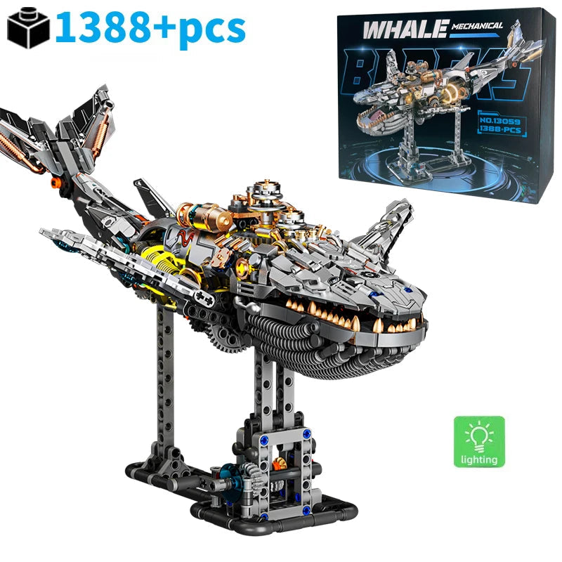 Technical Mechanical Whale Sea Life Set With light Building Blocks Bricks Animal World Model Boys Assembly Toys for Kid Gifts Zagiz