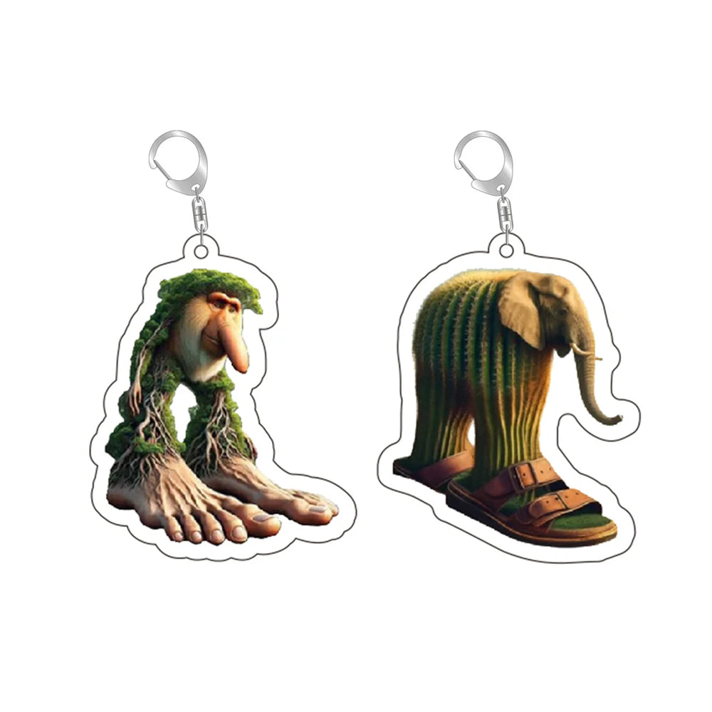Italian Brainrot Funny Acrylic Animal Keychains Ring Bag Car Women Men Jewelry Children Pendant Jewelry Accessory Fan Love Gifts Zagiz