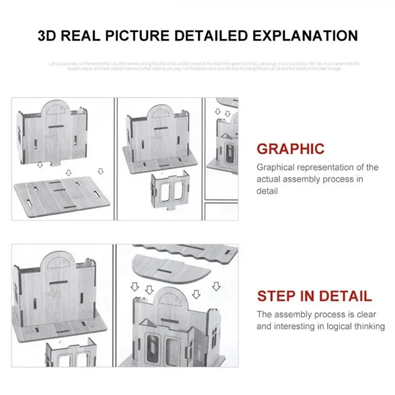 3D Wooden Puzzle Model GamesCozy Cottage DIY Handmade Mechanical wooden house for Kids Adult Kit Mechanical деревянный конструк Zagiz
