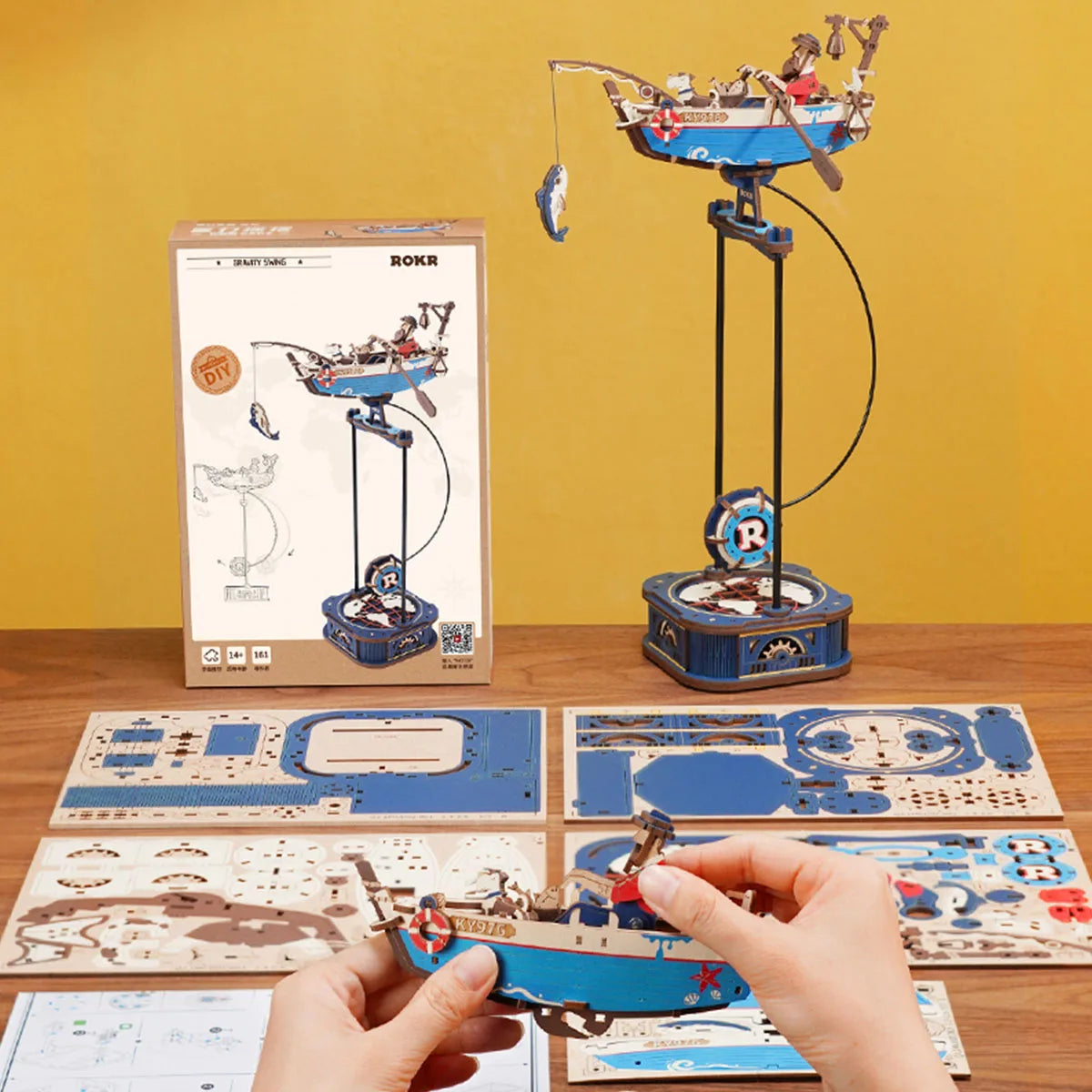 Robotime Rokr 3D Puzzle Ocean Fisher DIY Pendulum Toy Gifts for Family Colleague Home Decoration Toys Building Block Kits Zagiz