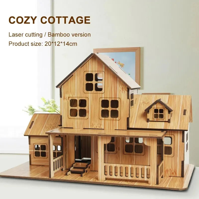 3D Wooden Puzzle Model GamesCozy Cottage DIY Handmade Mechanical wooden house for Kids Adult Kit Mechanical деревянный конструк Zagiz
