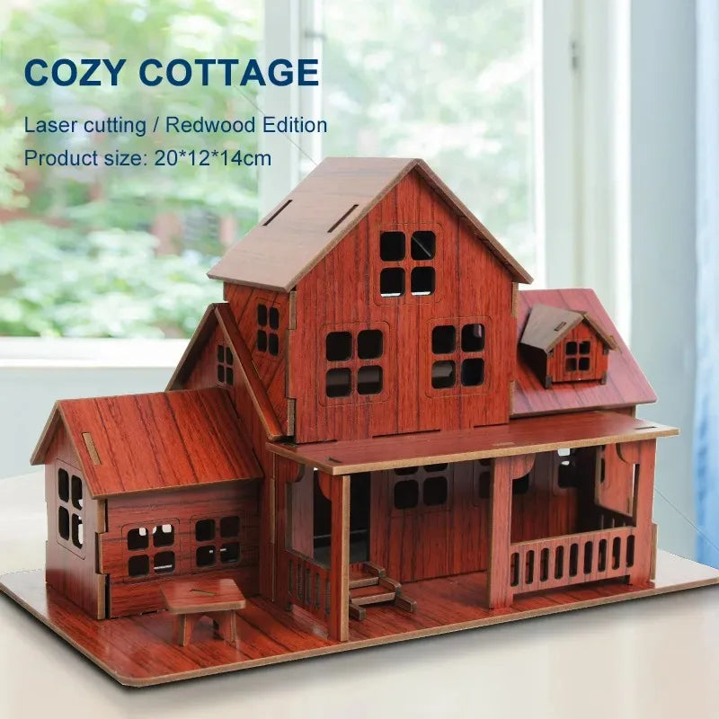 3D Wooden Puzzle Model GamesCozy Cottage DIY Handmade Mechanical wooden house for Kids Adult Kit Mechanical деревянный конструк Zagiz
