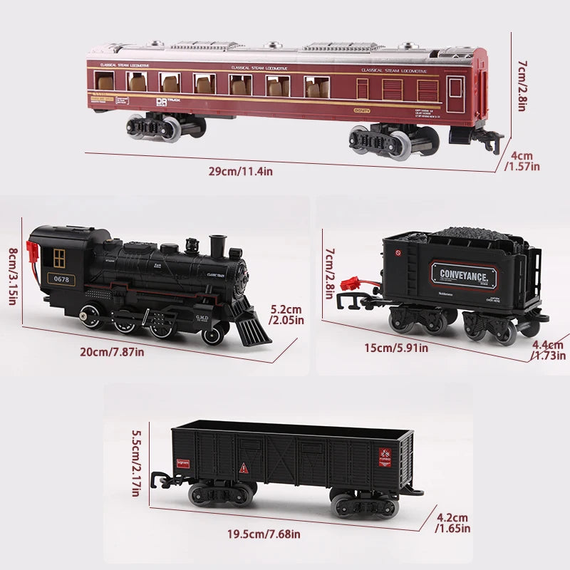 Classical Battery Operate Electric Railway Train Steam Locomotive Set Adding Water to Smoke Train Toys with Light&Sound    Zagiz