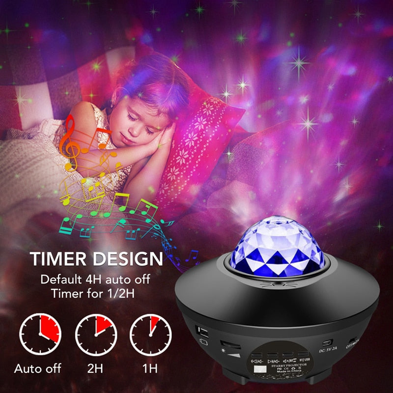Starry Projector Galaxy Night Light with Ocean Wave Music Speaker Nebula Cloud Ceiling Lamp Zagiz