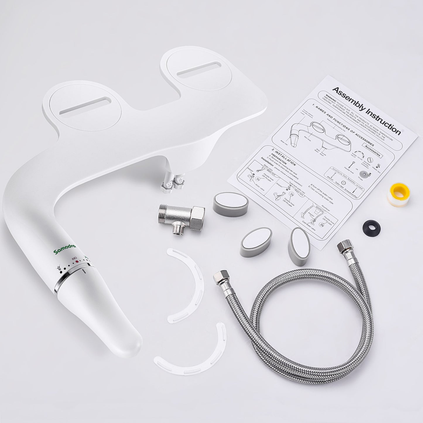 SAMODRA Ultra-Slim Bidet Toilet Seat Attachment With Brass Inlet Adjustable Water Pressure Bathroom Hygienic Shower Zagiz
