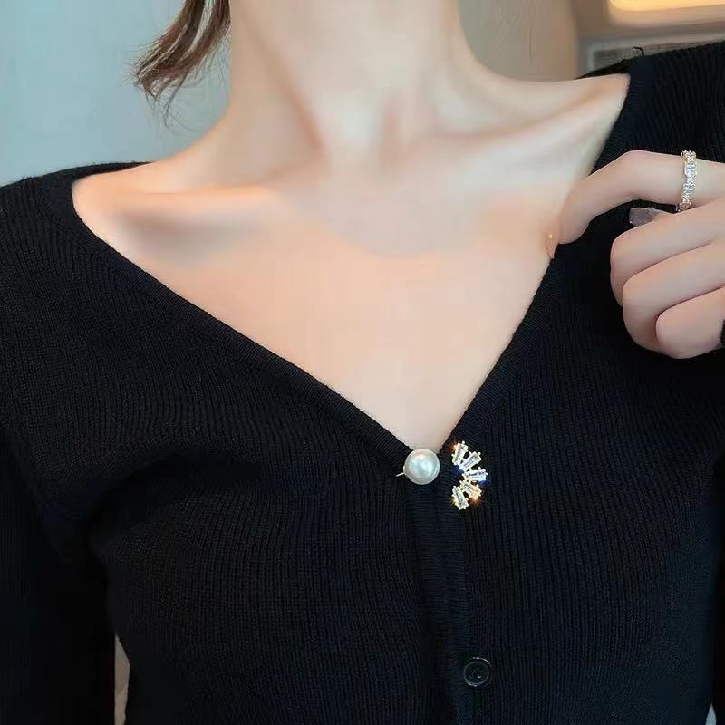 Pearl Brooch High-Grade Anti Slip Buckle Zagiz