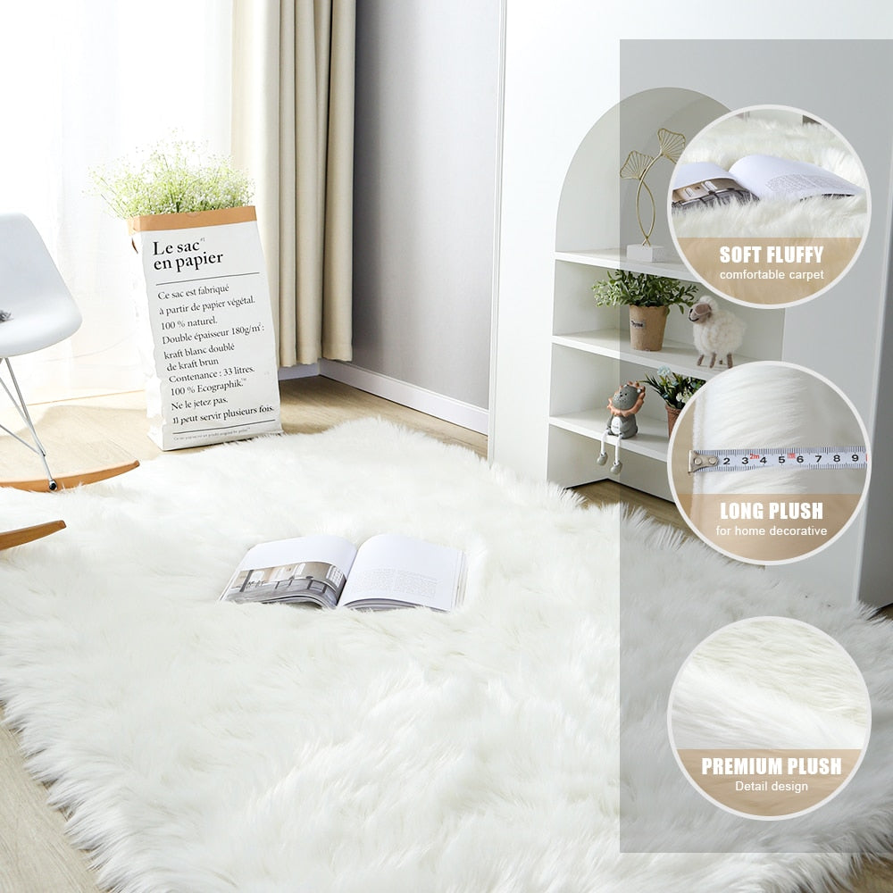 Plush Thick Carpet Soft Sheepskin for Living Room Zagiz