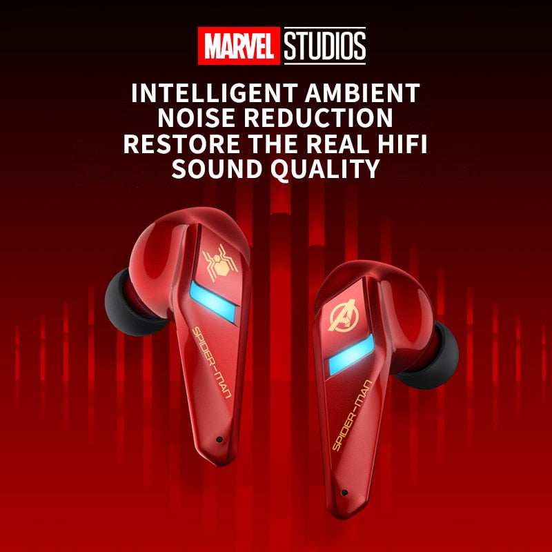 Marvel Iron Man TWS Bluetooth 5.0 Earphones Wireless Headphone In-ear Noise Reduction Sports Gaming Waterproof Earbuds Headsets Zagiz