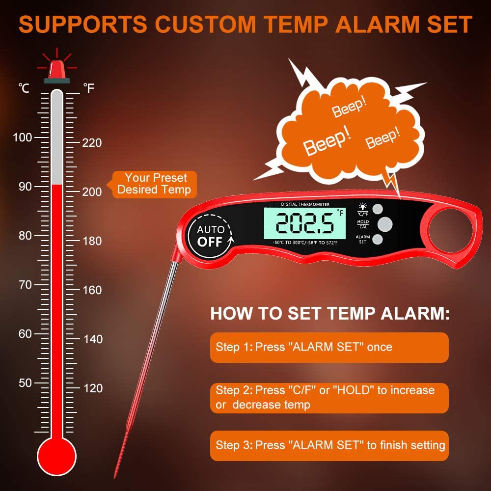 Instant Read Meat Thermometer Waterproof Ultra Fast Digital Thermometer Zagiz