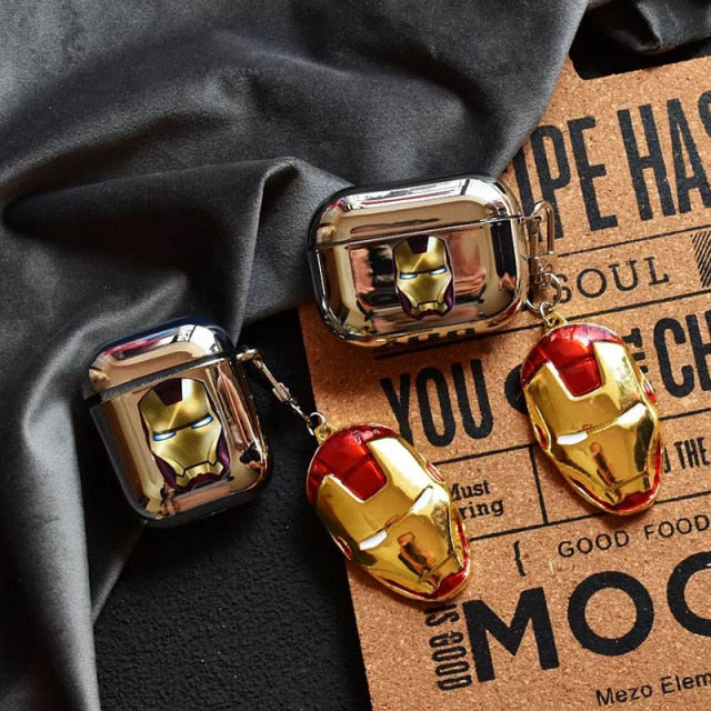 Marvel Iron Man Electroplating soft TPU Bluetooth Headset Airpods Case For Apple Airpods 1 2 and Airpods pro Zagiz