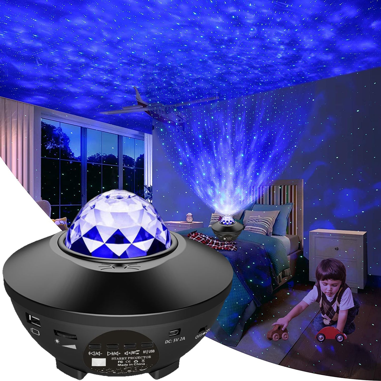Starry Projector Galaxy Night Light with Ocean Wave Music Speaker Nebula Cloud Ceiling Lamp Zagiz