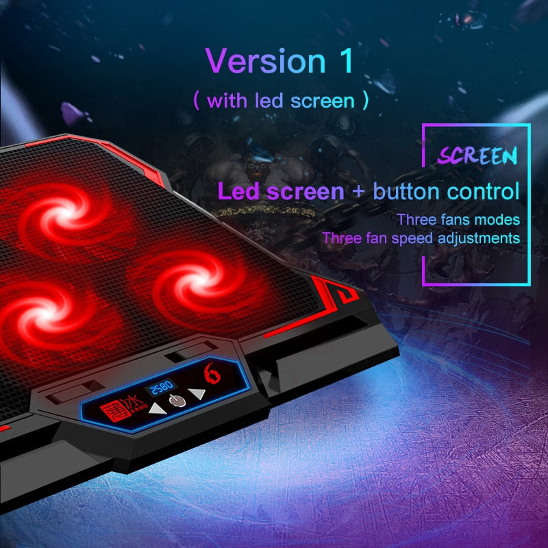 COOLCOLD 17inch Gaming Laptop Cooler Six Fan Led Screen Two USB Port 2600RPM Laptop Cooling Pad Notebook Stand For Laptop Zagiz