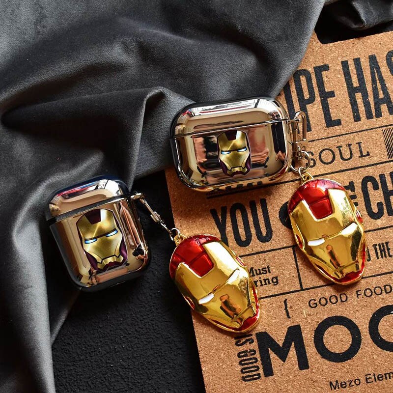 Marvel Iron Man Electroplating soft TPU Bluetooth Headset Airpods Case For Apple Airpods 1 2 and Airpods pro Zagiz