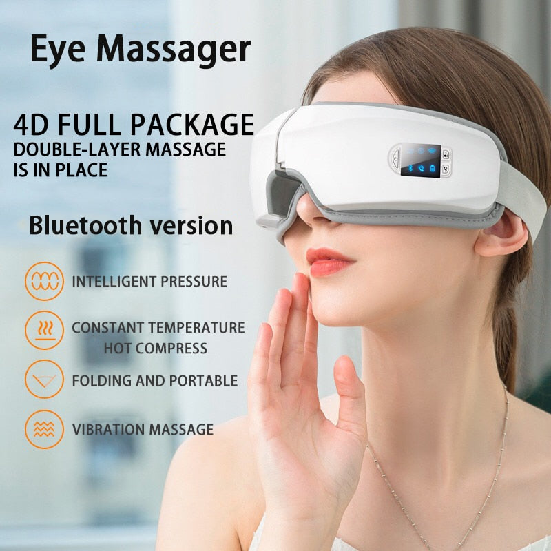 4D Smart Airbag Vibration Eye Massager with Bluetooth Music Relieves Fatigue And Dark Circles Zagiz
