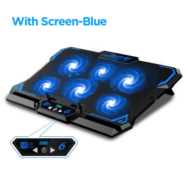 COOLCOLD 17inch Gaming Laptop Cooler Six Fan Led Screen Two USB Port 2600RPM Laptop Cooling Pad Notebook Stand For Laptop Zagiz