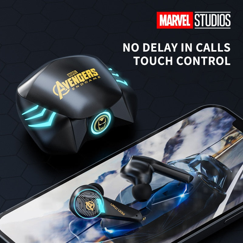 Marvel Iron Man TWS Bluetooth 5.0 Earphones Wireless Headphone In-ear Noise Reduction Sports Gaming Waterproof Earbuds Headsets Zagiz