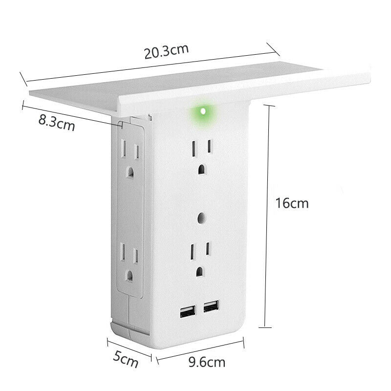 US 8 Port Electrical Socket Shelf Home Wall Outlet Surge Protector Washroom Multifunctional Socket With Shelf Zagiz