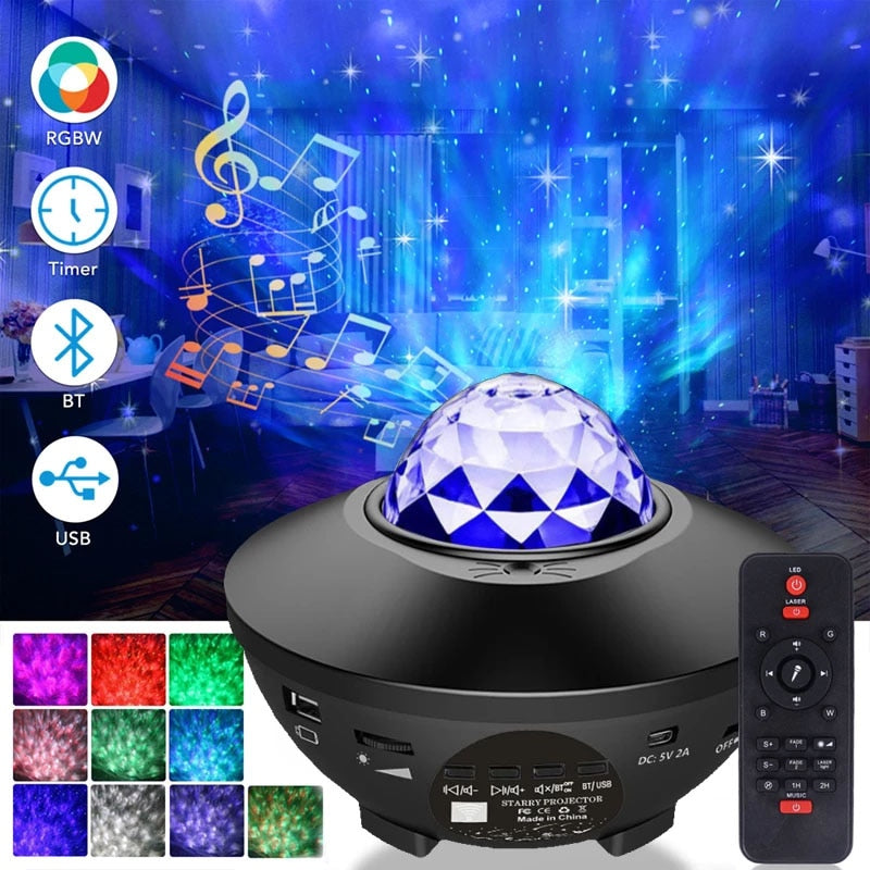 Starry Projector Galaxy Night Light with Ocean Wave Music Speaker Nebula Cloud Ceiling Lamp Zagiz