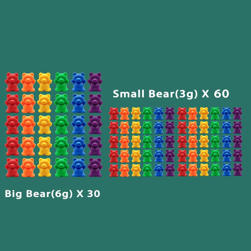 Montessori Toys Box Rainbow Stack Cups Counting Bears Color Weights Sensory Toys Zagiz