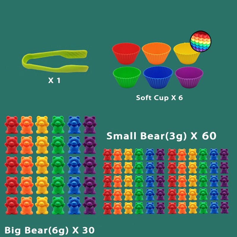 Montessori Toys Box Rainbow Stack Cups Counting Bears Color Weights Sensory Toys Zagiz
