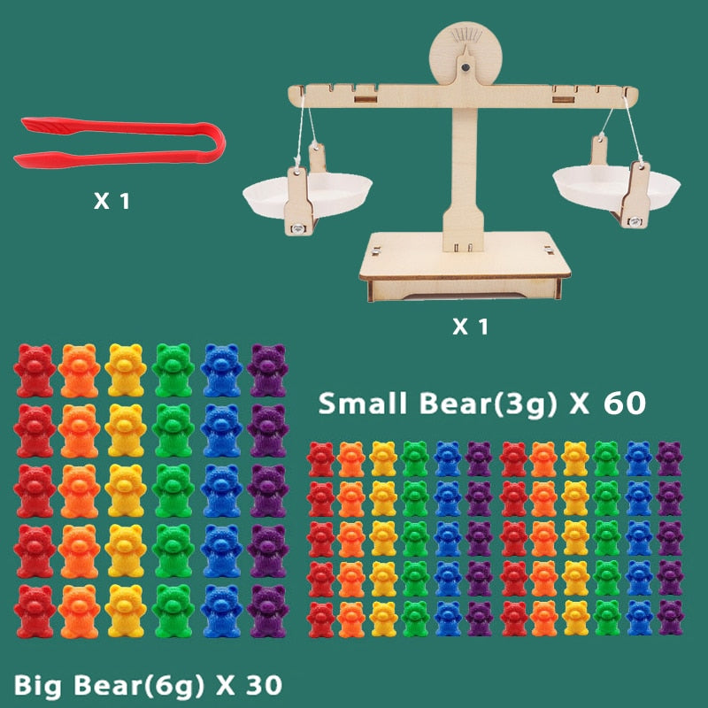Montessori Toys Box Rainbow Stack Cups Counting Bears Color Weights Sensory Toys Zagiz