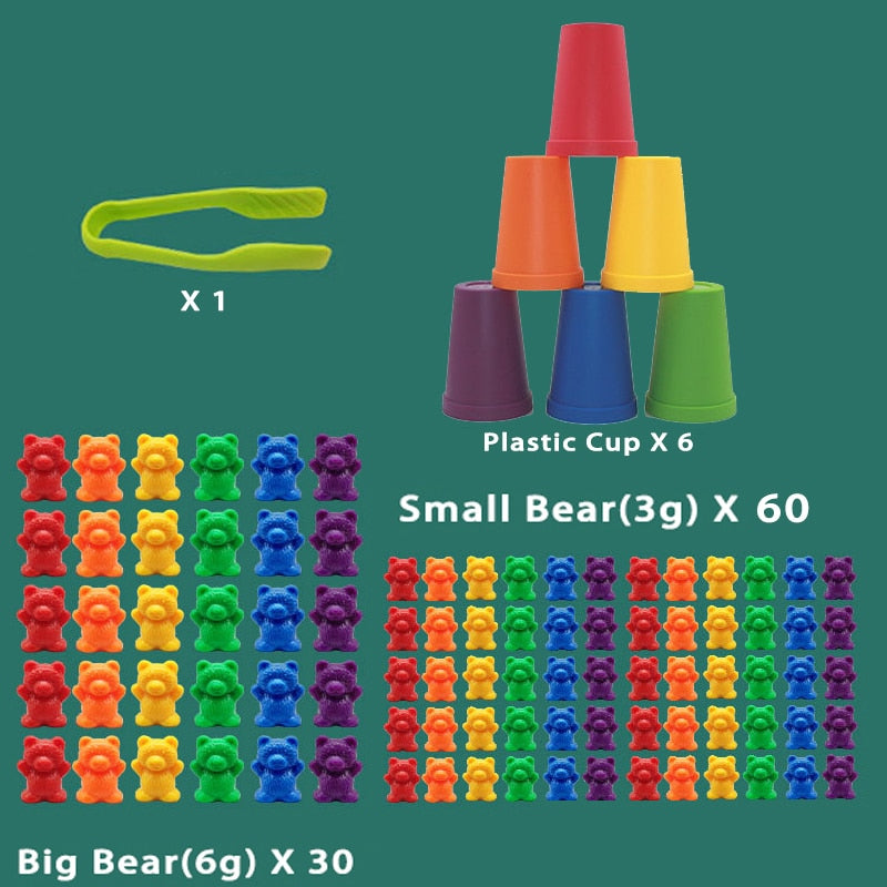 Montessori Toys Box Rainbow Stack Cups Counting Bears Color Weights Sensory Toys Zagiz