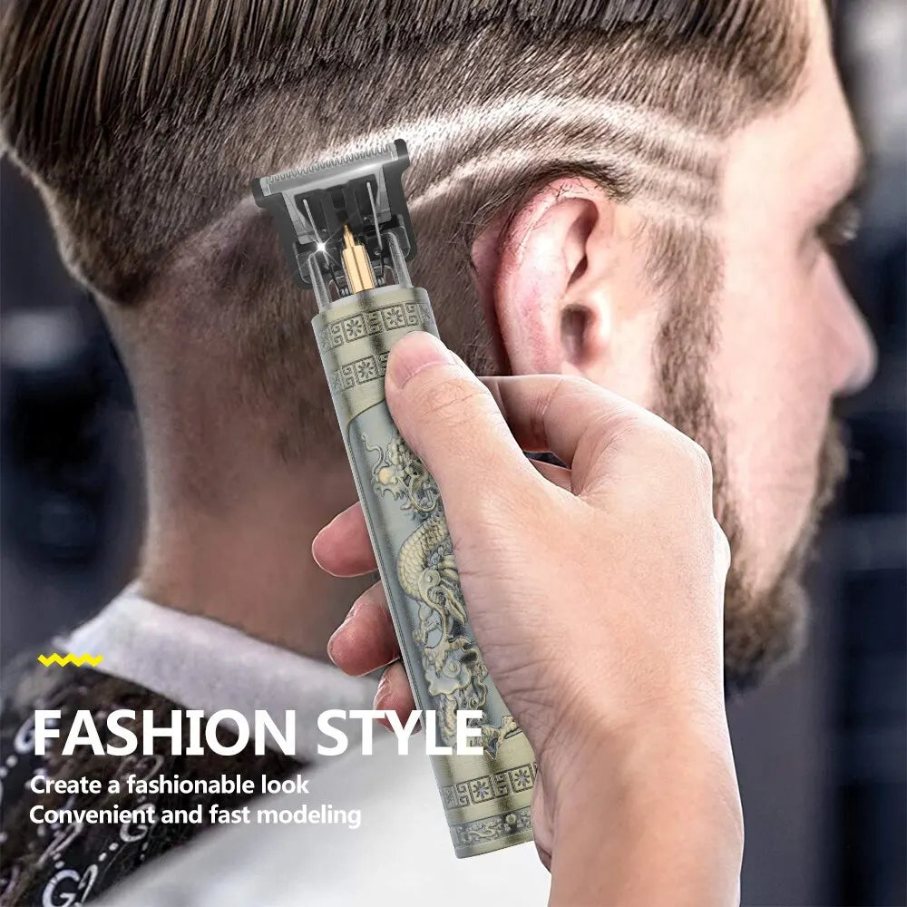 Vintage T9 Electric Hair Cutting Machine Hair Clipper Professional Men Shaver Rechargeable Barber Trimmer for Men Dragon Buddha Zagiz