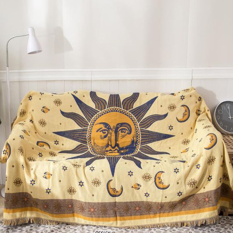Sun Moon Stars Cotton Woven Throw Zagiz