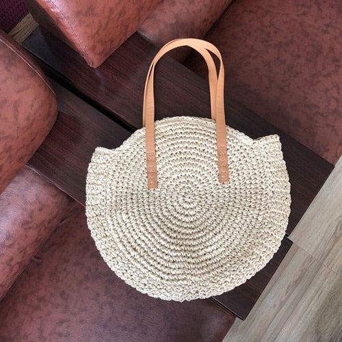 Bali Handmade Woven Rattan Bag - Round Straw Shoulder Bag Women - Summer Crossbody Bag - Boho Beach Circle Bag Zagiz