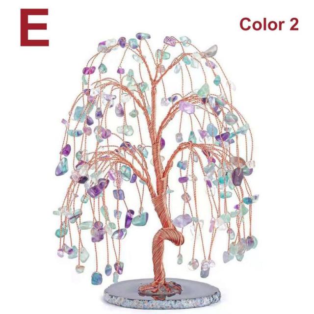Natural Crystal Fortune Tree Amethyst Rose Quartz Aquamarine Healing Crystal Tree Ornaments Zagiz