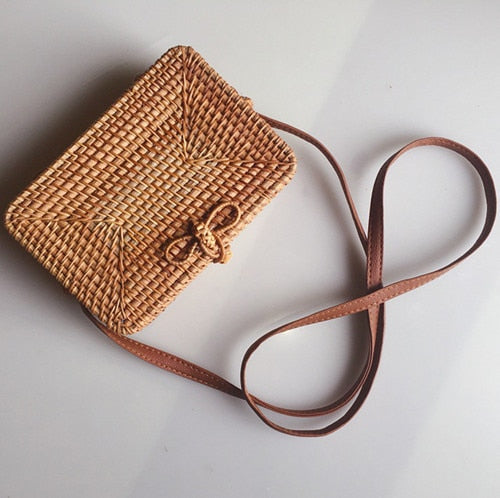 Bali Handmade Woven Rattan Bag - Round Straw Shoulder Bag Women - Summer Crossbody Bag - Boho Beach Circle Bag Zagiz