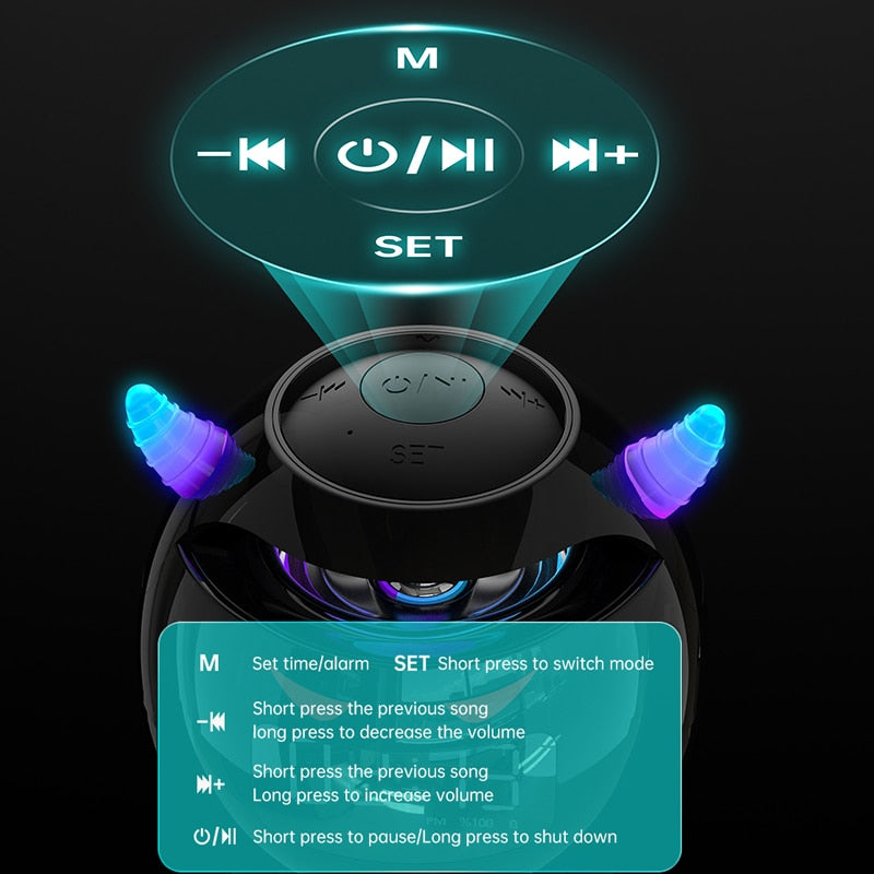 Mini 5.1 Bluetooth Speaker with LED Flash Alarm Clock and With HD Mic Hands Free Calling Zagiz