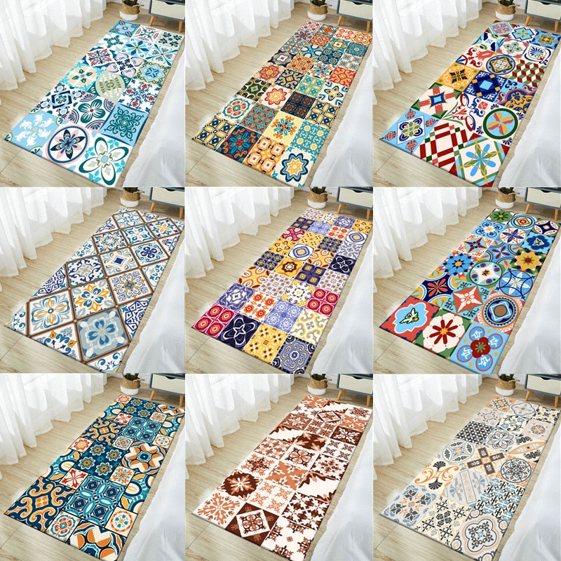 Non-slip Bohemian Style Floral Pattern Rug Zagiz