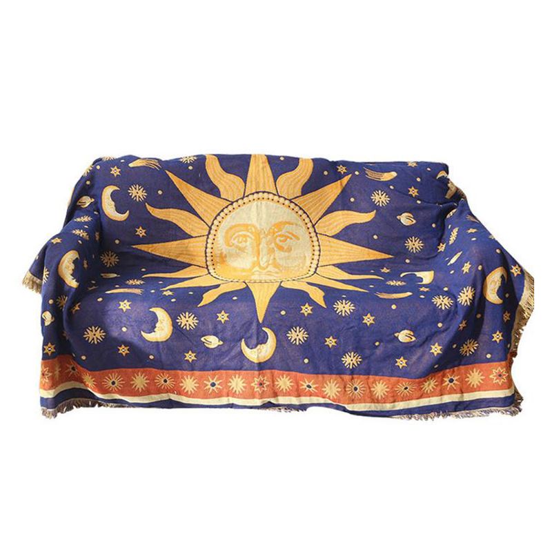 Sun Moon Stars Cotton Woven Throw Zagiz