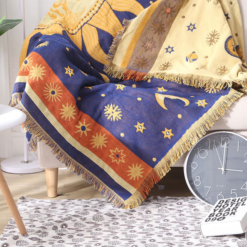 Sun Moon Stars Cotton Woven Throw Zagiz